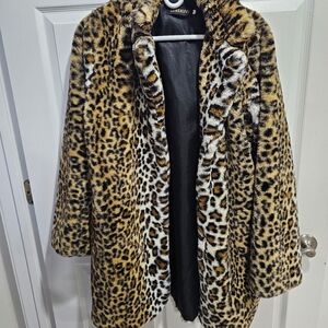 Leopard Print Faux Fur Coat